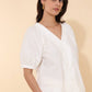 Blusa Bari in cotone con scollo a V e pizzo
