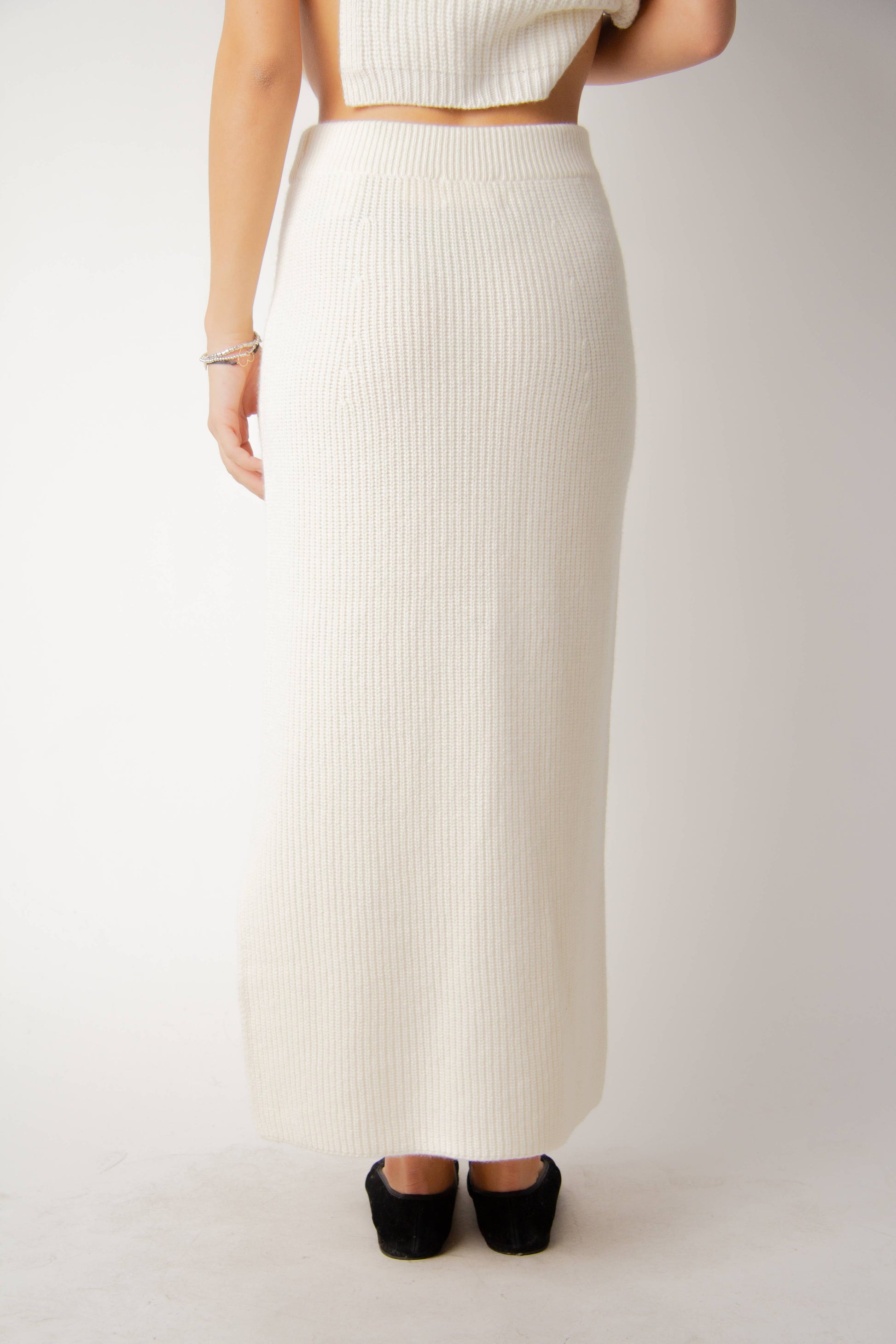 Gonna lunga a trecce in misto cashmere