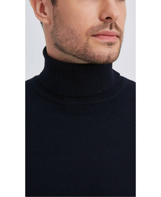 Maglione dolcevita cashmere touch taglie forti blu navy