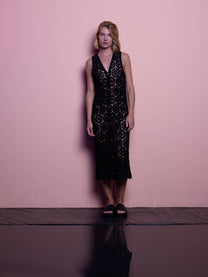 Abito midi in crochet traforato