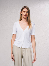 Cardigan in maglia fine con scollo a V e maniche corte