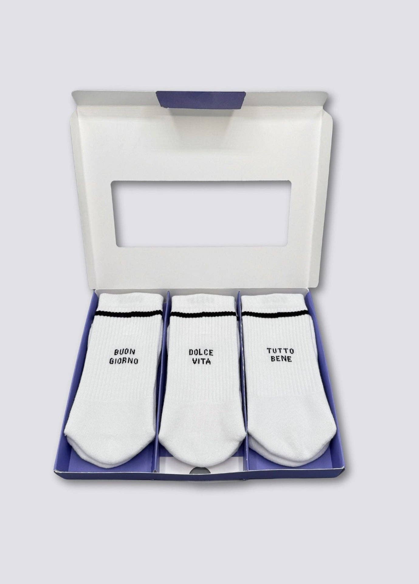 Set di calzini statement “Buongiorno, Dolce Vita, Tutto Bene”