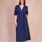 Abito midi con scollo a V e bordi in pizzo