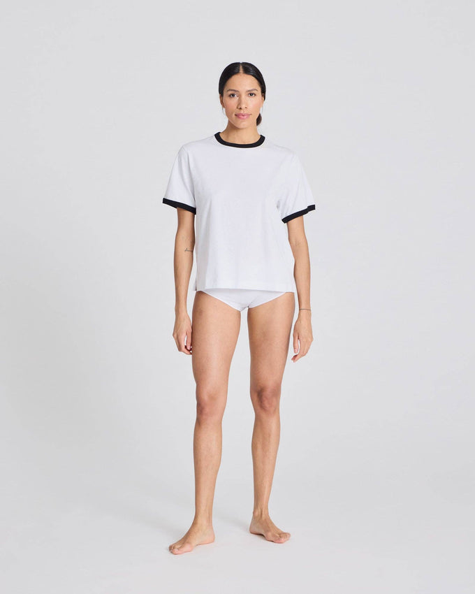 T-shirt Sandy in cotone biologico GOTS bianca con bordi a contrasto