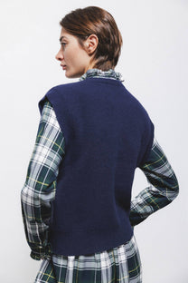 Gilet in maglia rasata con scollo rotondo
