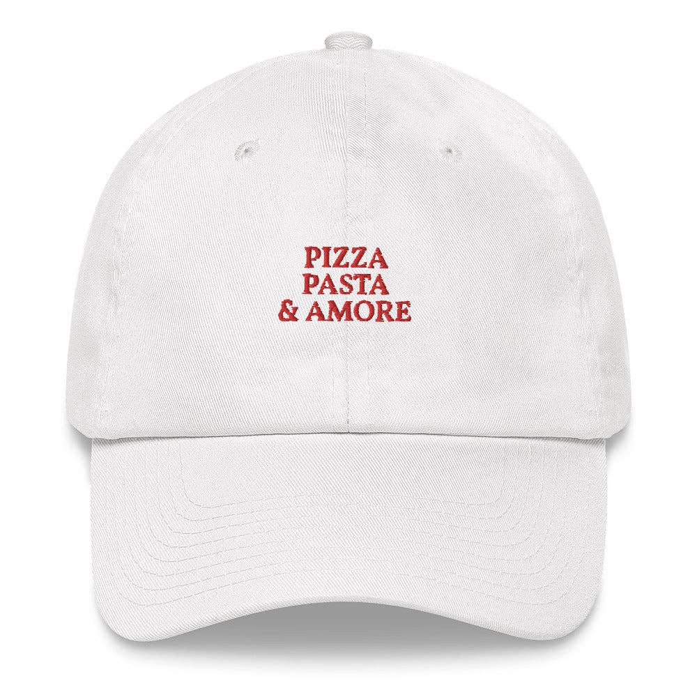 Cappello dad hat ricamato "Pizza, Pasta & Amore"