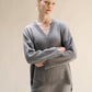 Maxi maglia oversize in misto cashmere con scollo a V e spacchi laterali