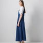 Abito maxi salopette plissé effetto denim
