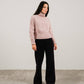Maglione dolcevita corto in misto cashmere con polsini risvoltati
