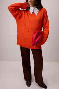 Maglione in maglia effetto vintage destroyed