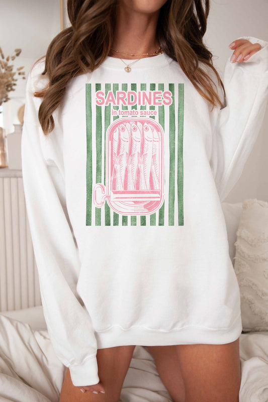 Felpa oversize con stampa Sardines