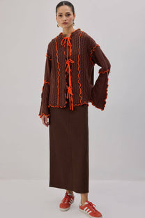 Cardigan in maglia con dettagli a contrasto