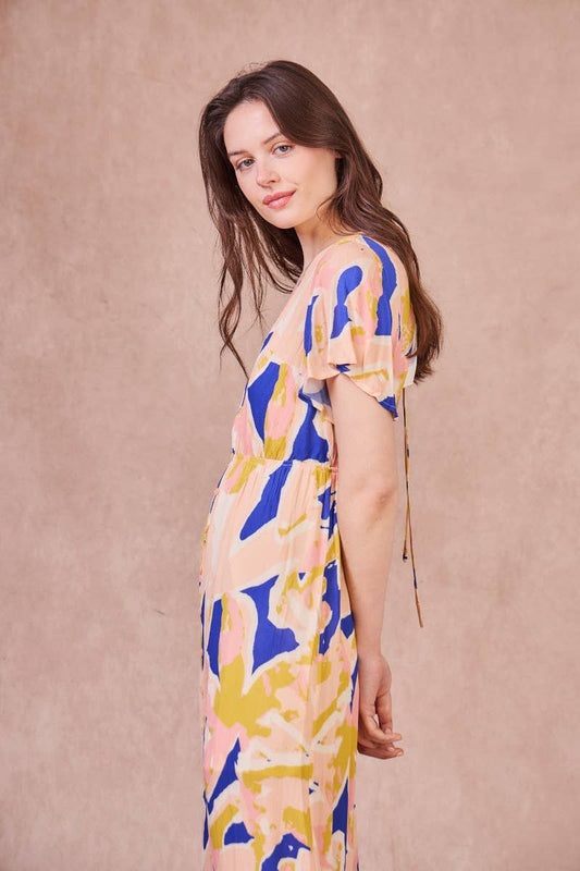 Abito lungo in viscosa stampa Dona