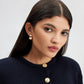 Cardigan corto blu navy con bottoni dorati