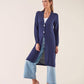 Cardigan lungo in viscosa blu notte