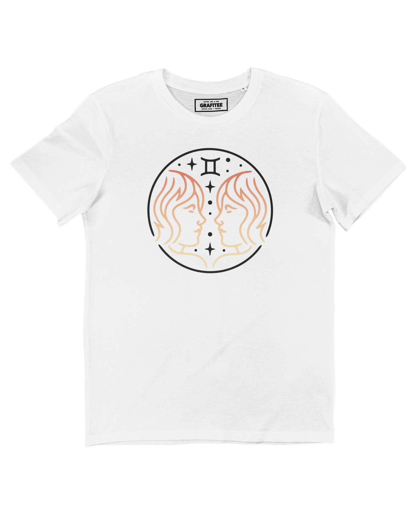 T-shirt bianca Gemini con stampa segno zodiacale