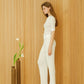 Pantaloni in cotone plissé fine in maglia 3D