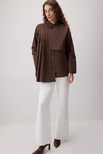 Camicia asimmetrica con dettaglio a piega