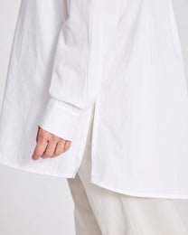 Camicia lunga in popeline di cotone biologico bianca