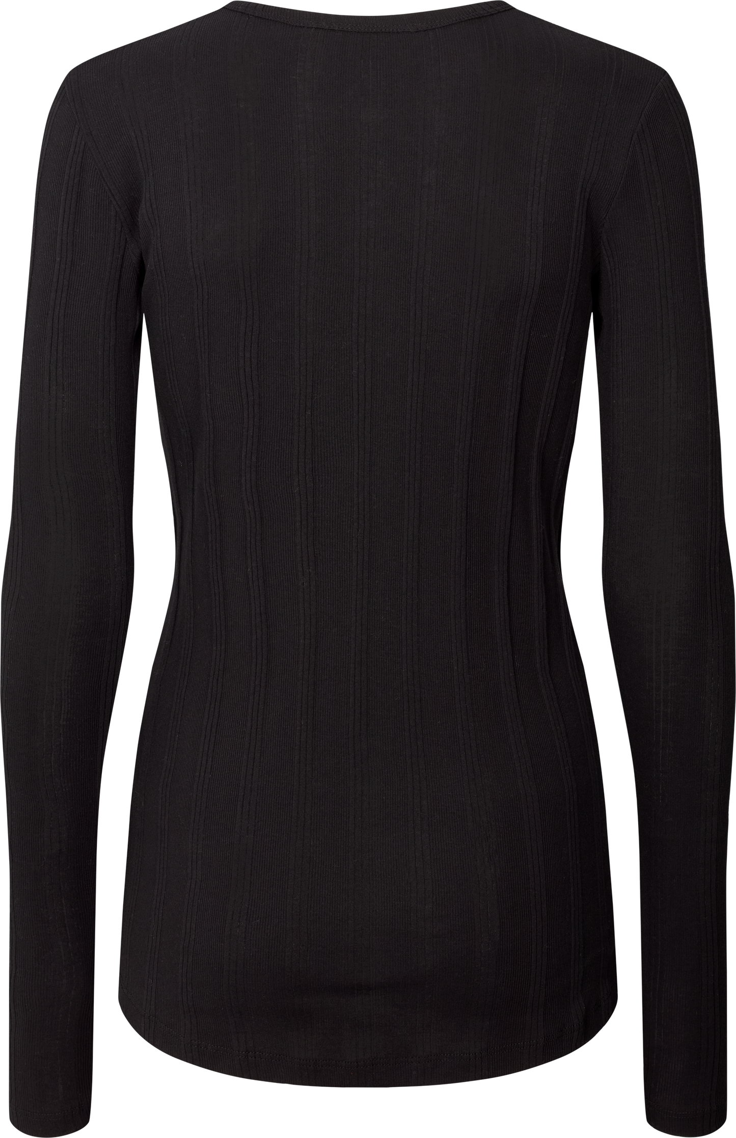 Maglia a Maniche Lunghe in Cotone Biologico a Costine Nera
