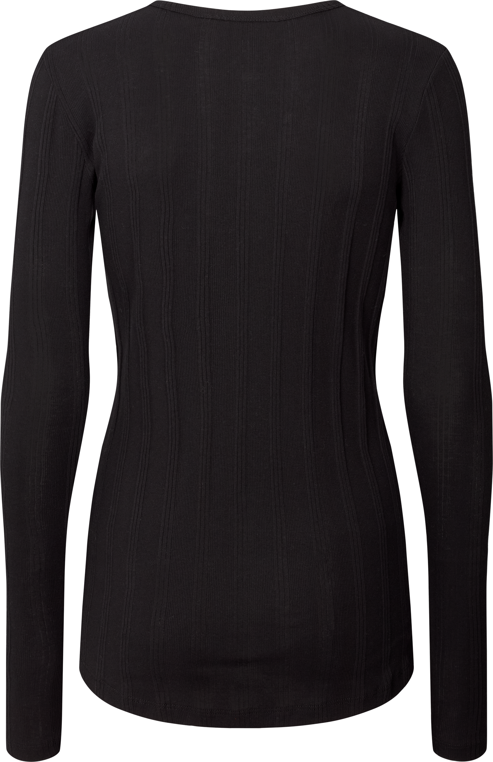 Maglia a Maniche Lunghe in Cotone Biologico a Costine Nera