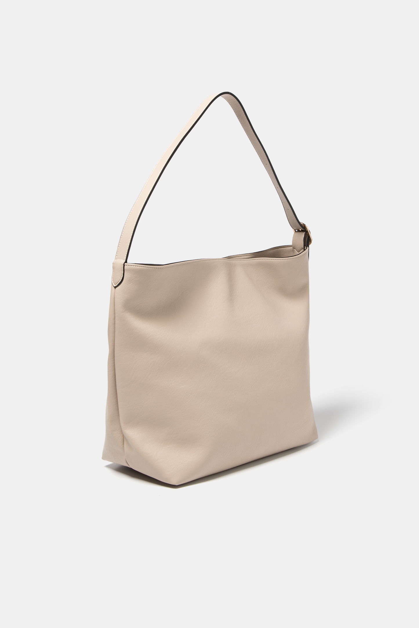 Borsa a spalla in pelle sintetica con tracolla e fibbia a contrasto