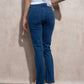 Jeans donna vita alta a gamba dritta in denim stretch