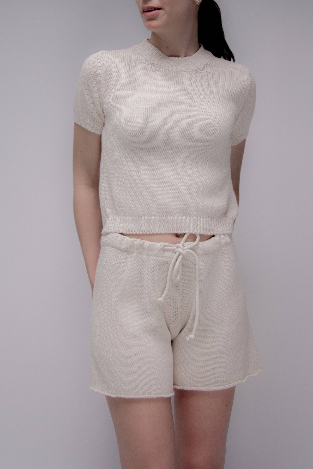 Pantaloncini in cotone fine con coulisse