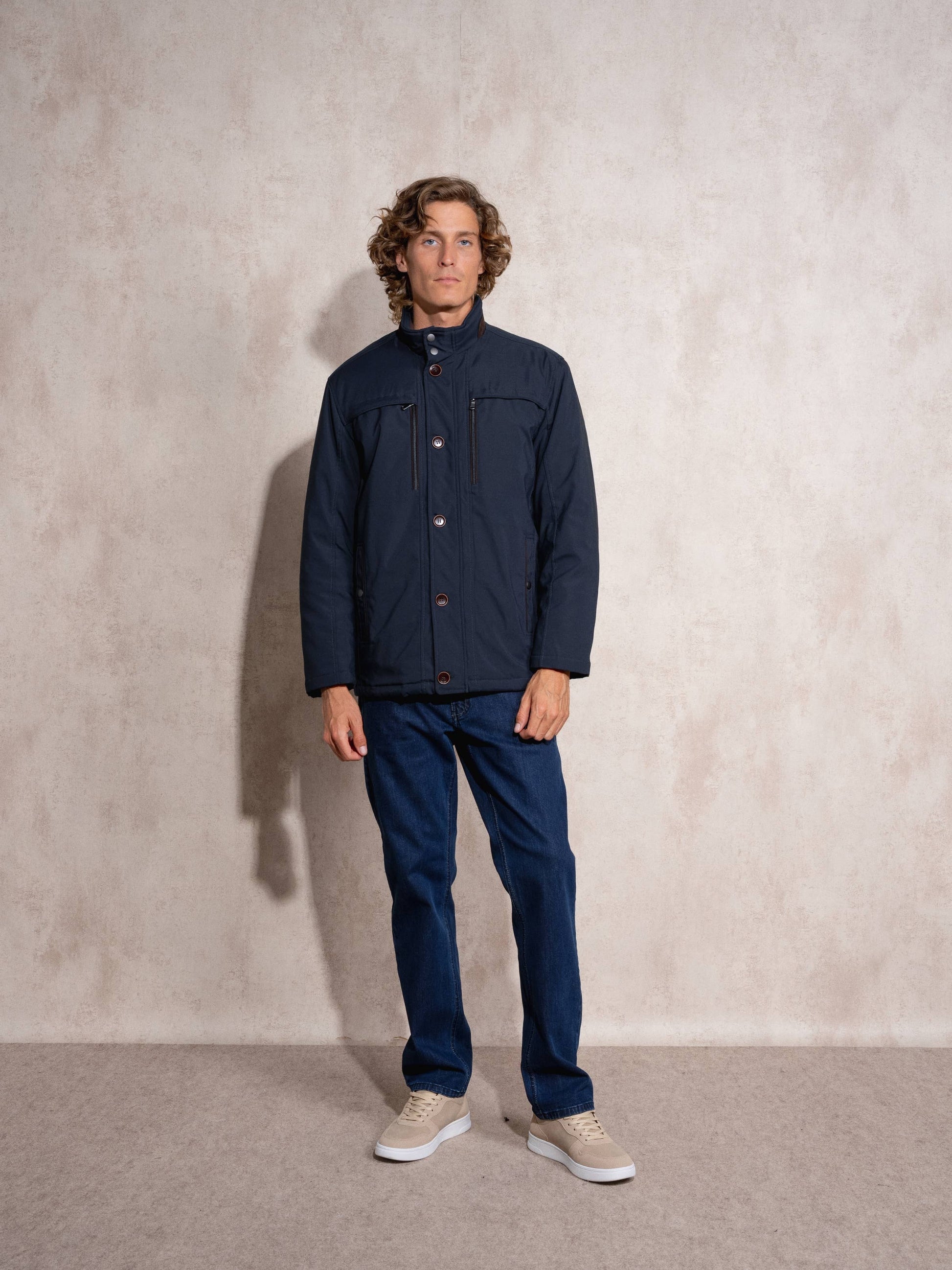 Giacca con zip classica in poliestere