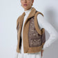 Gilet western ricamato con dettagli effetto pelle