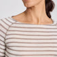 Maglia Amalie a righe marinare in lana ecru e grigio mélange
