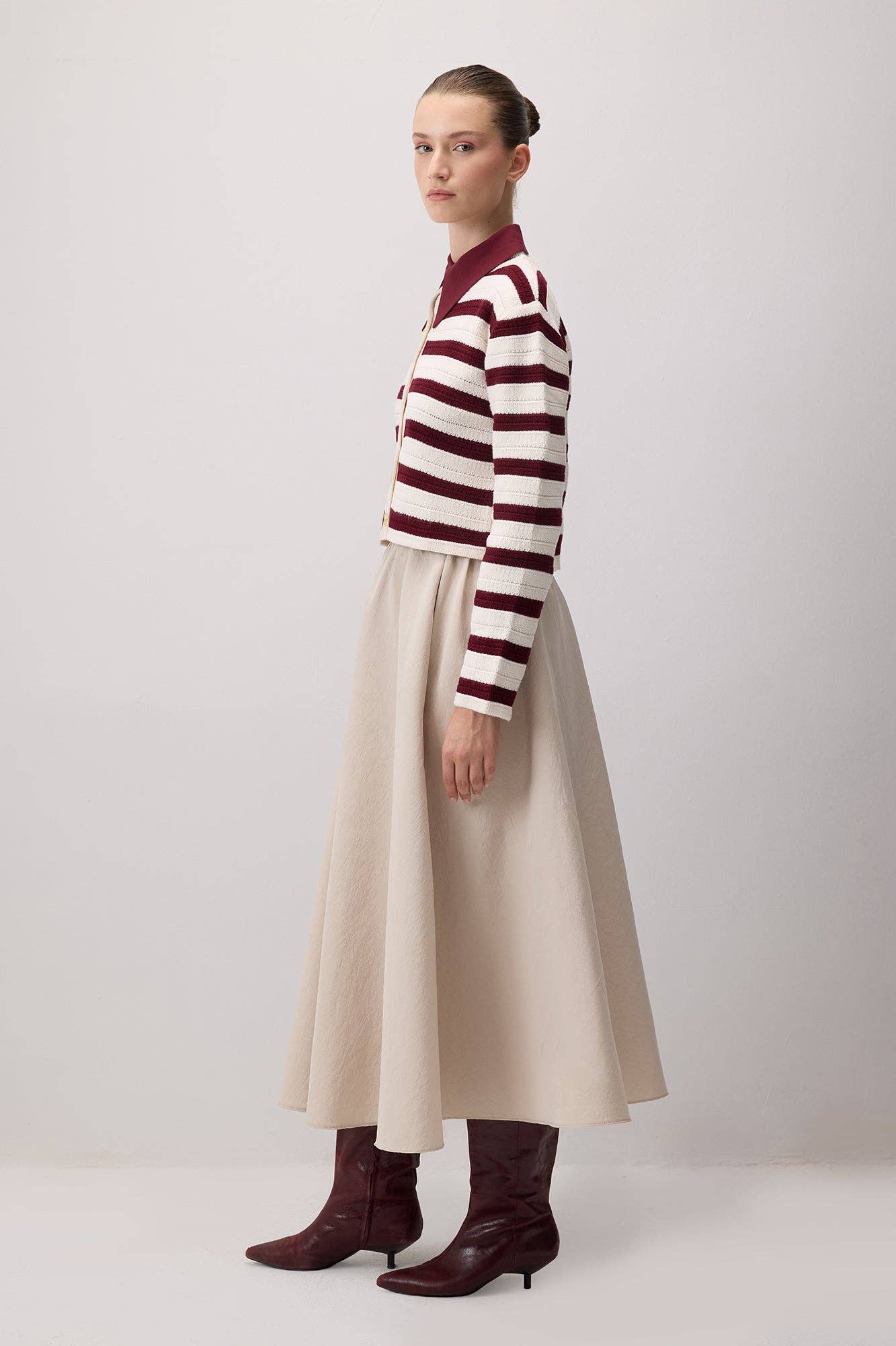 Cardigan a righe in maglia