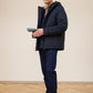 Parka corta blu scuro imbottita con cappuccio