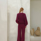 Maglione girocollo a costine in misto cashmere con maniche a palloncino