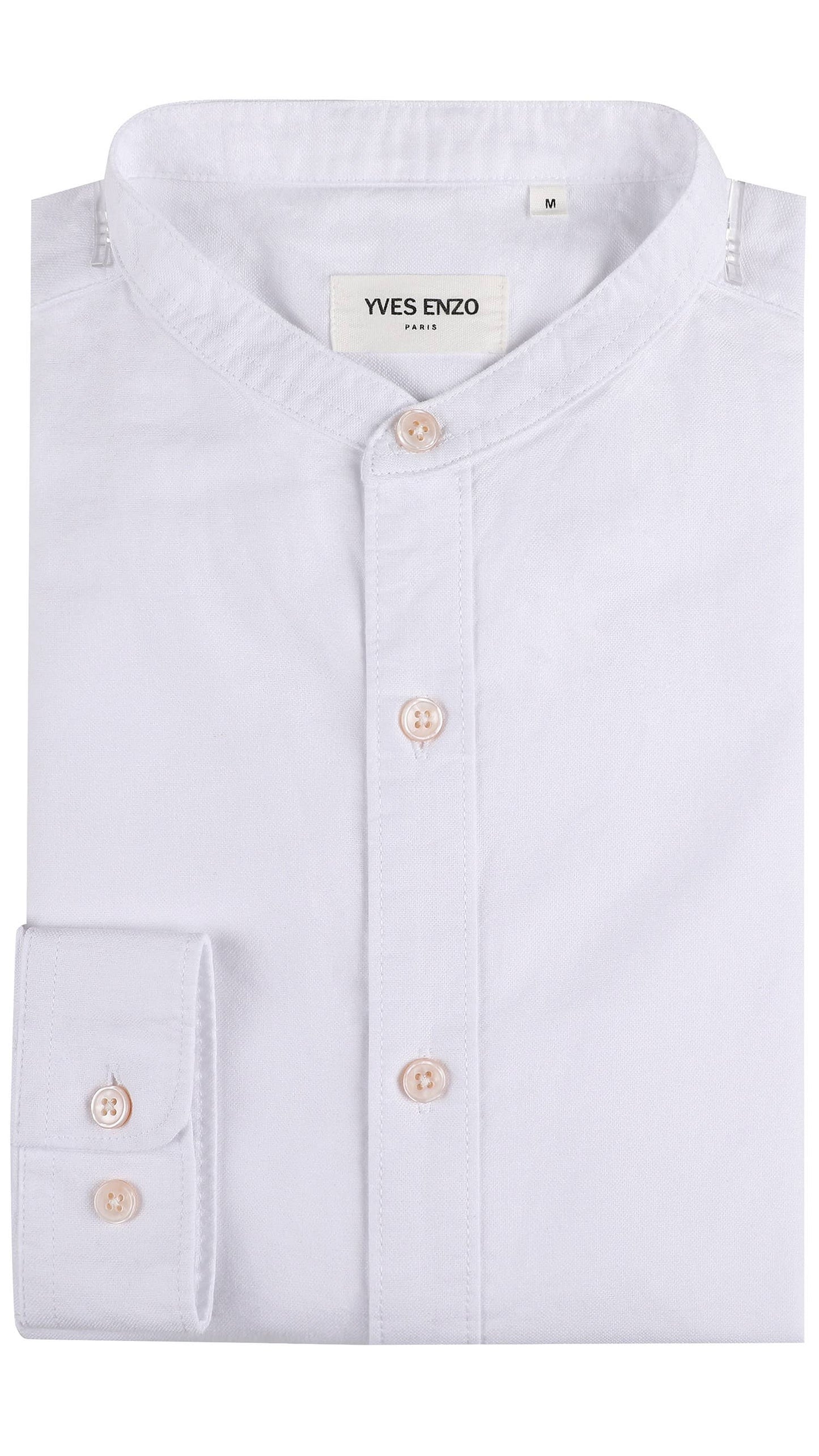 Camicia Oxford bianca con collo alla coreana