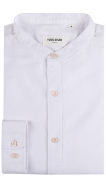 Camicia Oxford bianca con collo alla coreana