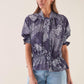 Blusa elasticizzata stampata