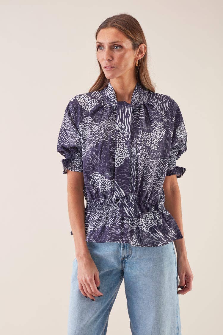 Blusa elasticizzata stampata