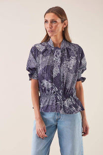 Blusa elasticizzata stampata