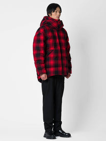 Parka Tartan Imbottito con Cappuccio Rimovibile