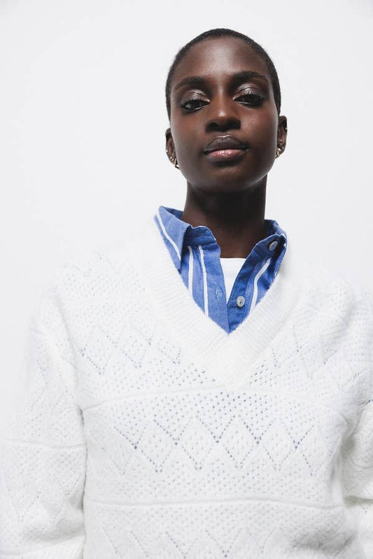 Maglione a maglia strutturata con scollo a V