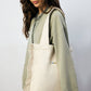 Borsa tote in tela con bordo in pizzo chic