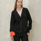 Cardigan lungo a coste in misto cashmere