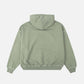 Felpa con cappuccio oversize pesante da donna verde argento