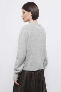 Cardigan in lana a maglia rasata con bottoni a contrasto