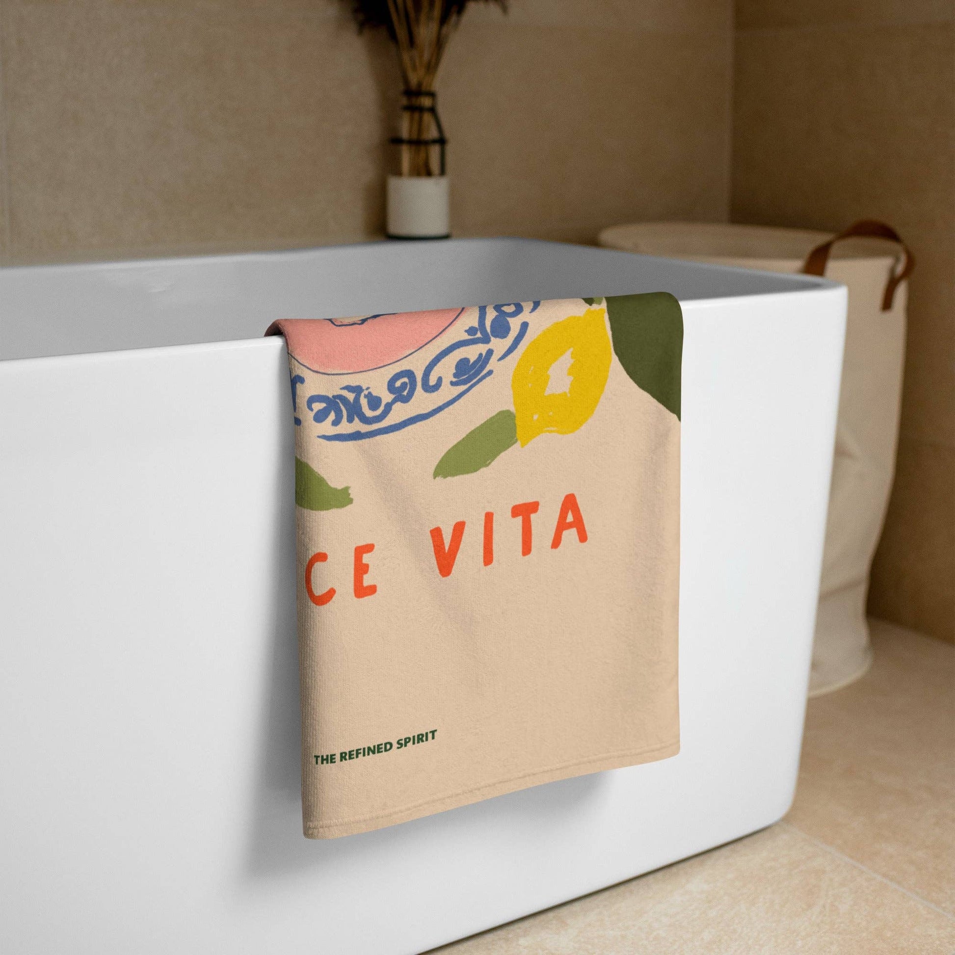 Asciugamano mare “Dolce Vita” con stampa limoni