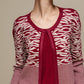 Cardigan donna in maglia jacquard animalier bicolore