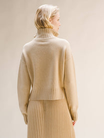Maglione collo alto con zip in misto cashmere