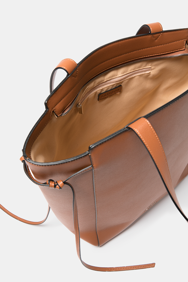 Borsa shopper in pelle sintetica con doppi manici e tracolla