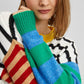 Abito maglione midi a righe color block
